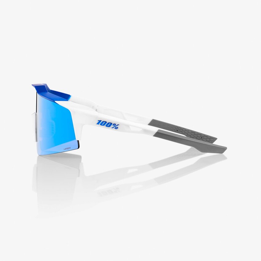100% 100% Lunettes Speedcraft SL - Matte White/Metallic Blue - HiPER Blue Multilayer Mirror Lens