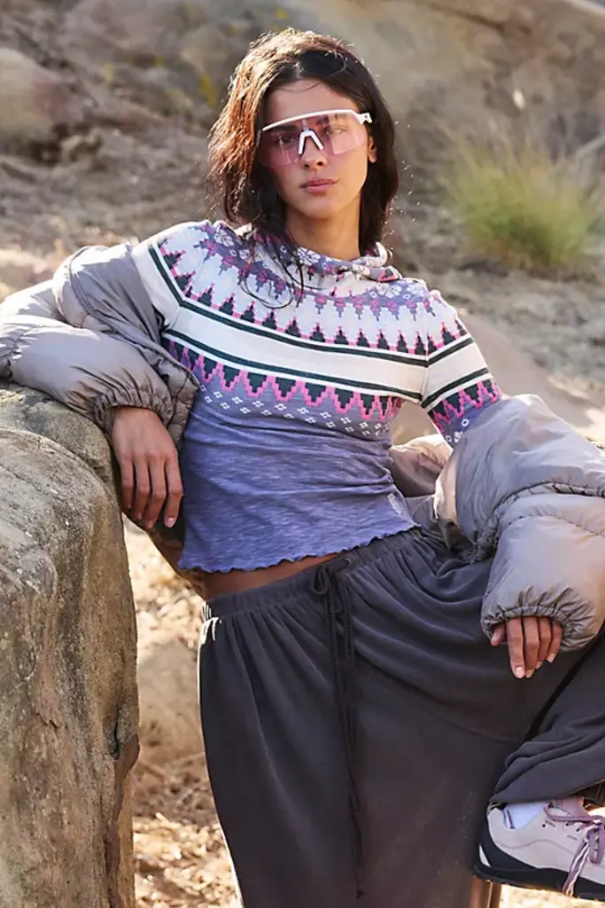 Free People Movement Printed Breathe Easy L/S