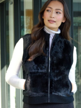 Alashan Cashmere W Merino Fairbanks Faux Fur Zip Vest