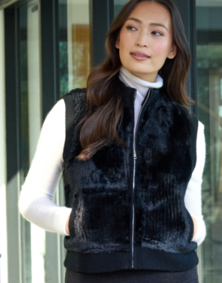 Alashan Cashmere W Merino Fairbanks Faux Fur Zip Vest