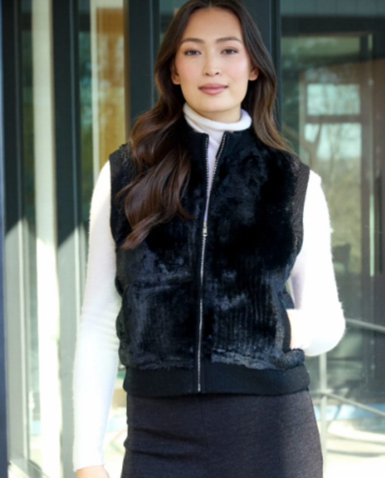 Alashan Cashmere W Merino Fairbanks Faux Fur Zip Vest