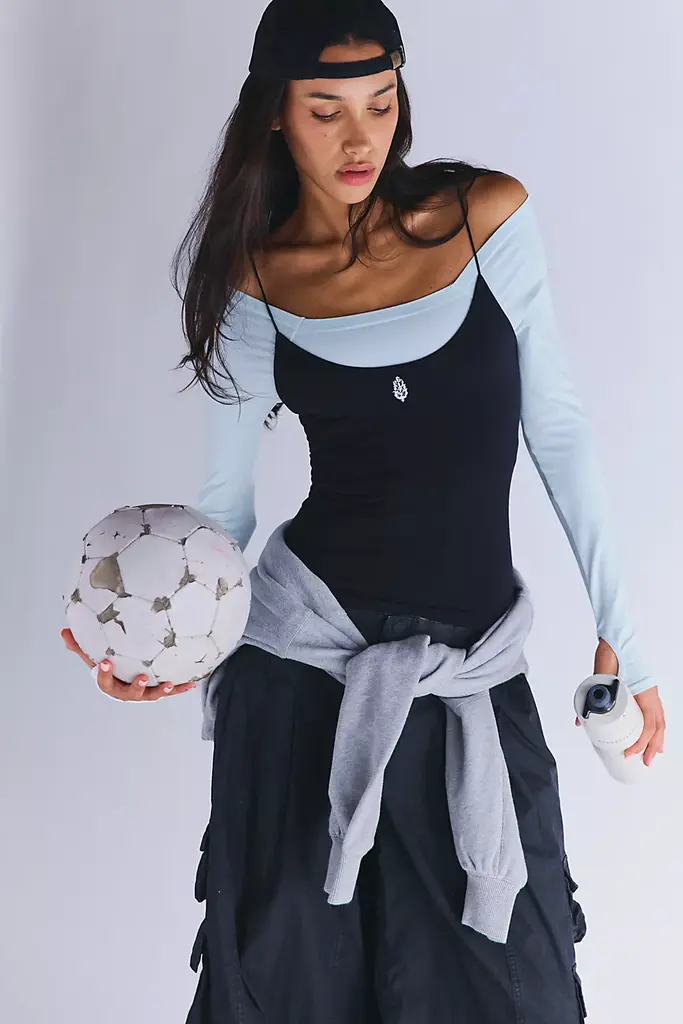 Free People Movement Skinny Stap Logo Tank