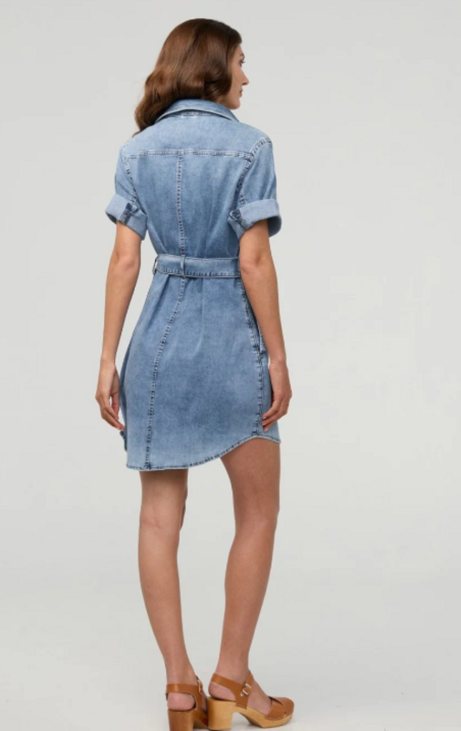 Duer Perf Denim Wrap Shirt Dress