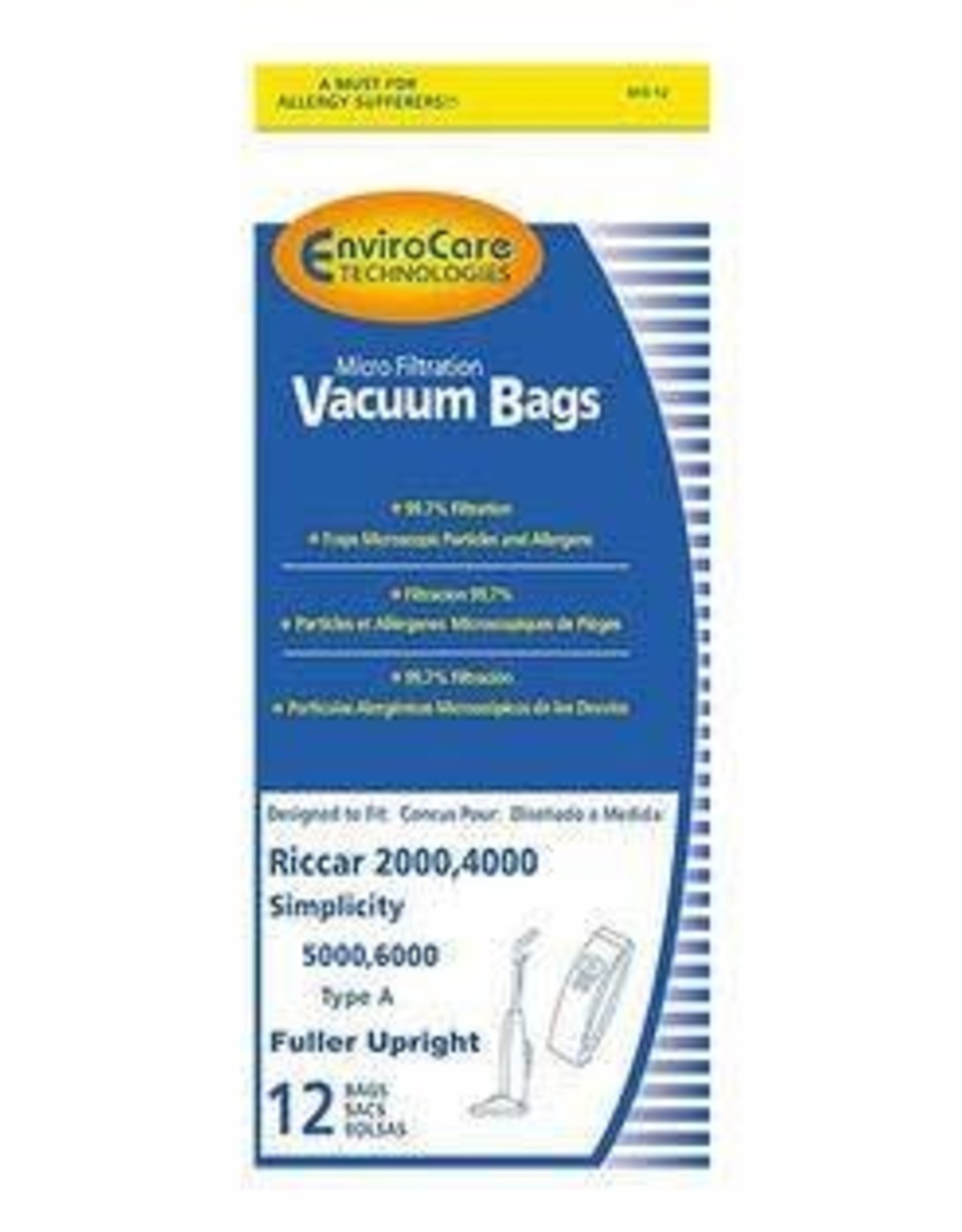 Riccar Riccar "A" Paper Bags 12pk 845-12 Simplicity 5000/6000