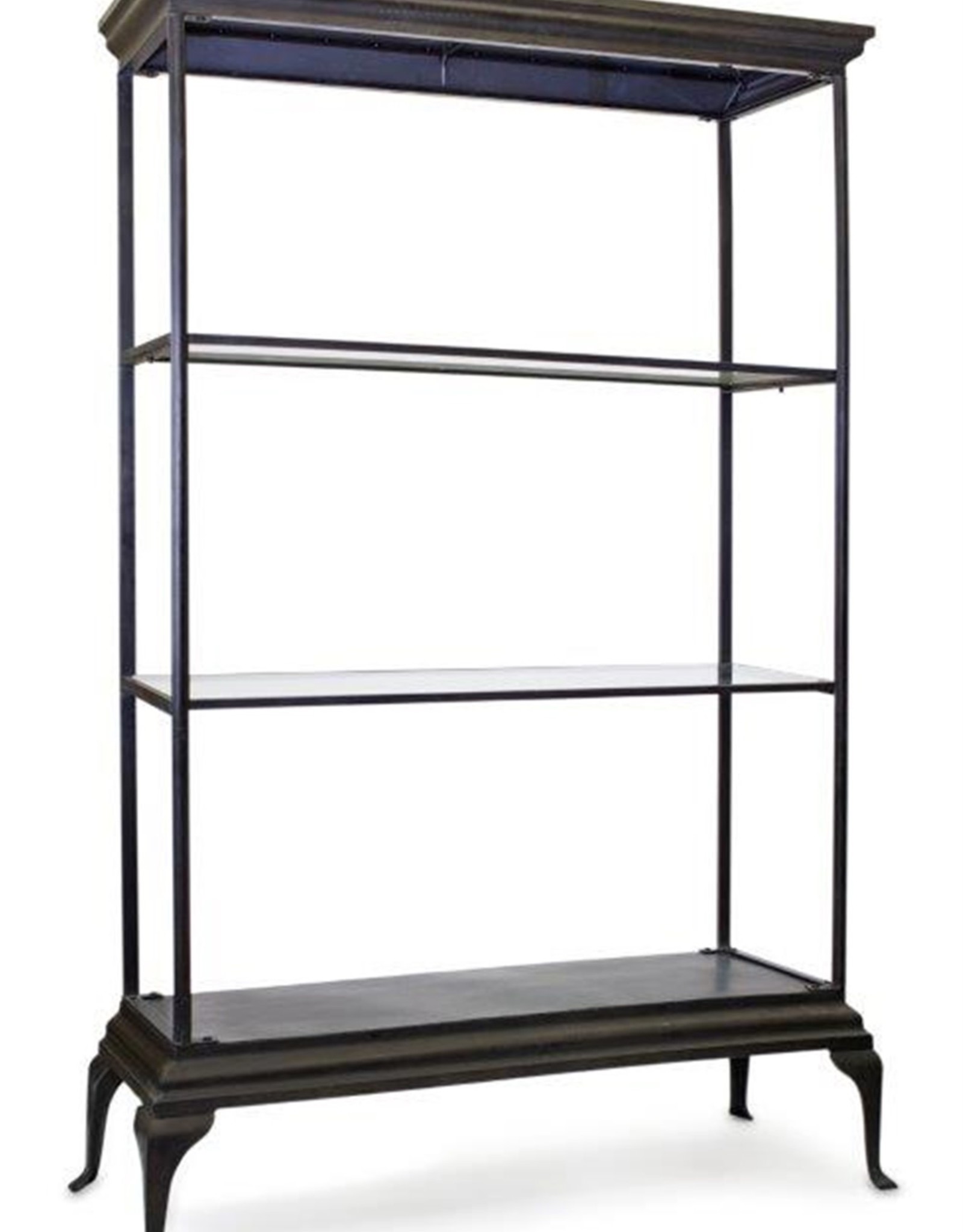 Melrose International Floor Shelf  49.5"W x 6.5'H Iron/Glass