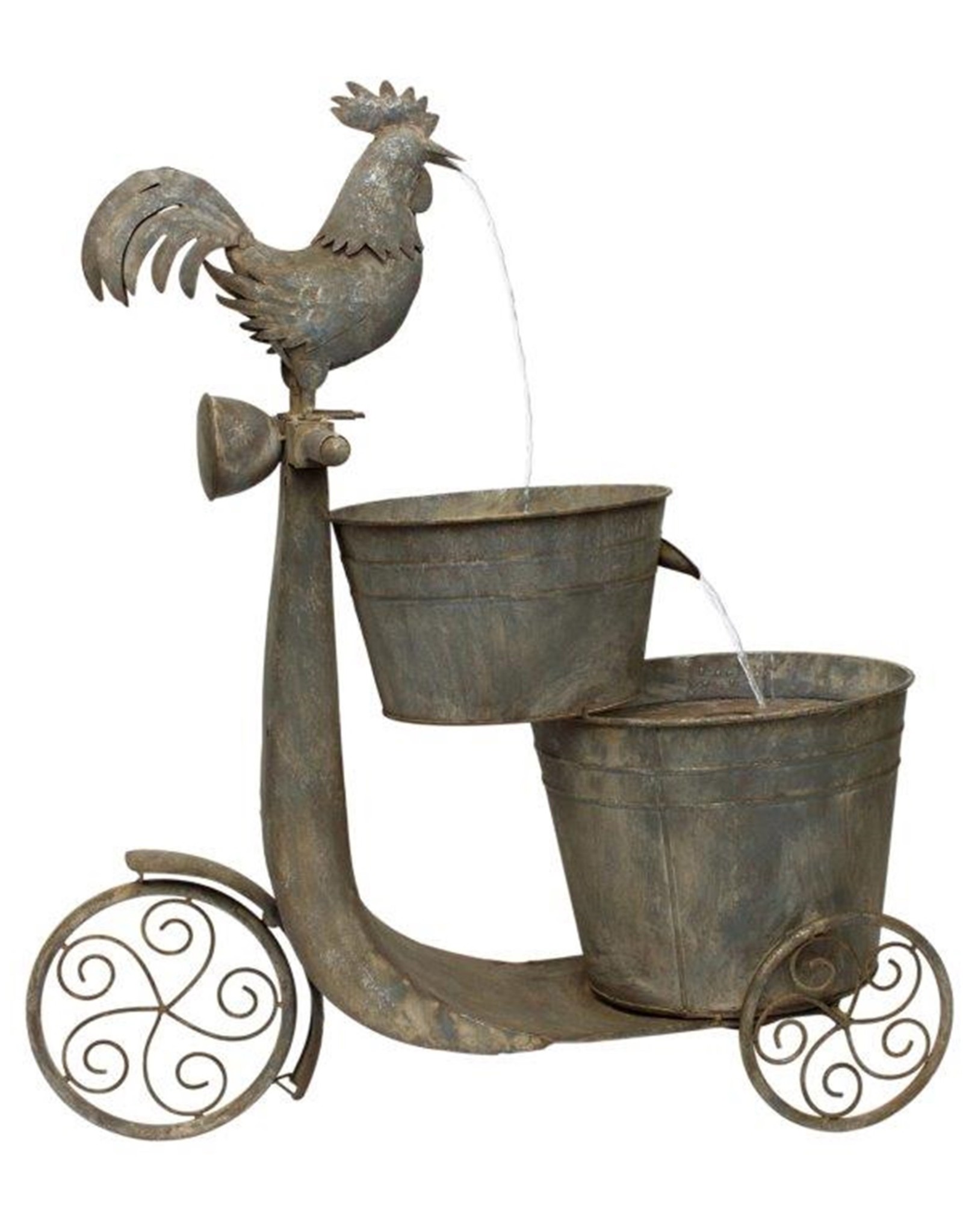 Melrose International Chicken on Scooter Fountain