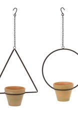 Melrose International Hanging Pot (Set of 4) 25"H, 25.75"H Iron/Terra Cotta