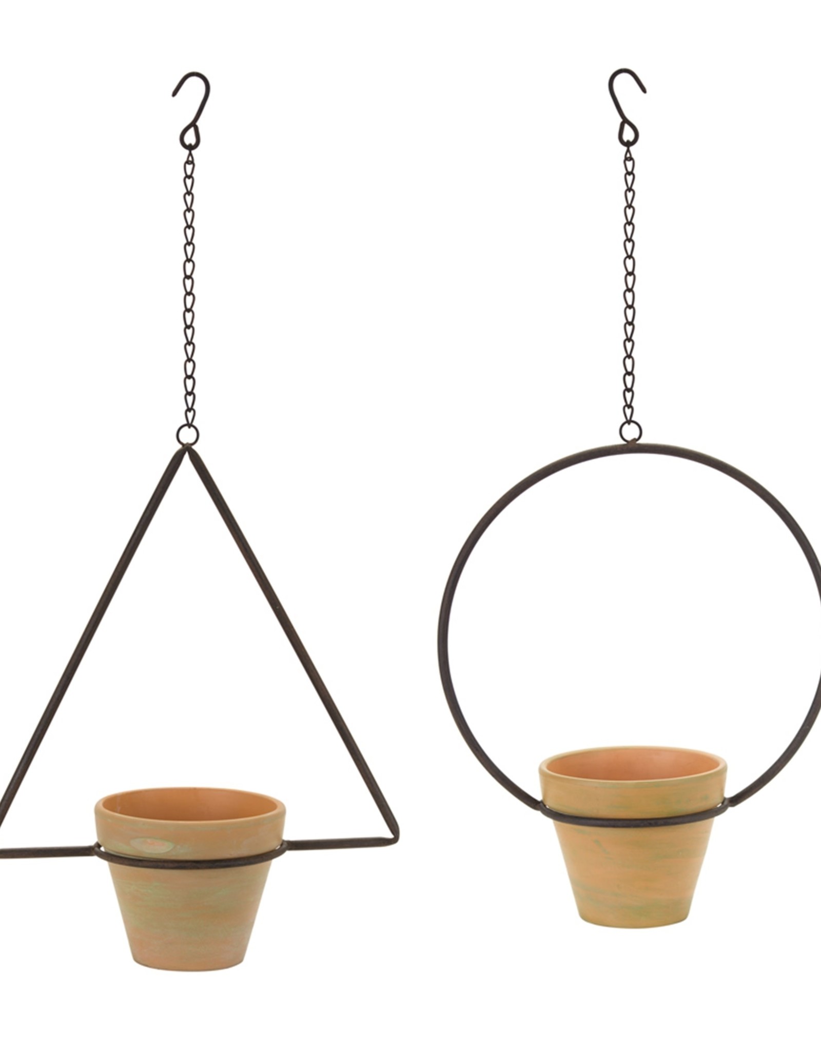 Melrose International Hanging Pot (Set of 4) 25"H, 25.75"H Iron/Terra Cotta
