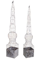 Melrose International Obelisk w/Bird (Set of 2)
