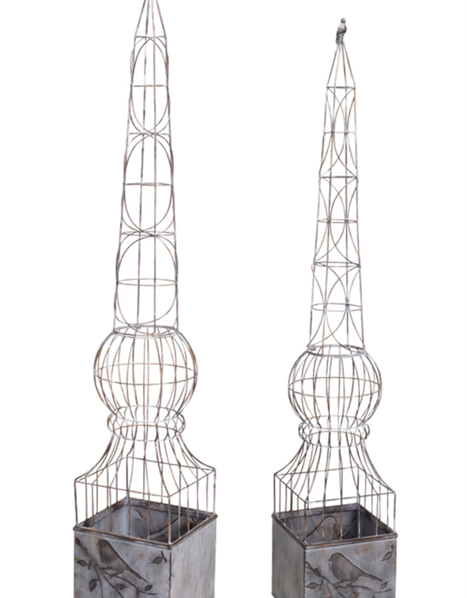 Melrose International Obelisk w/Bird (Set of 2)
