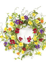 Melrose International Summer Garden Trumpet Wreath 20''D Fabric