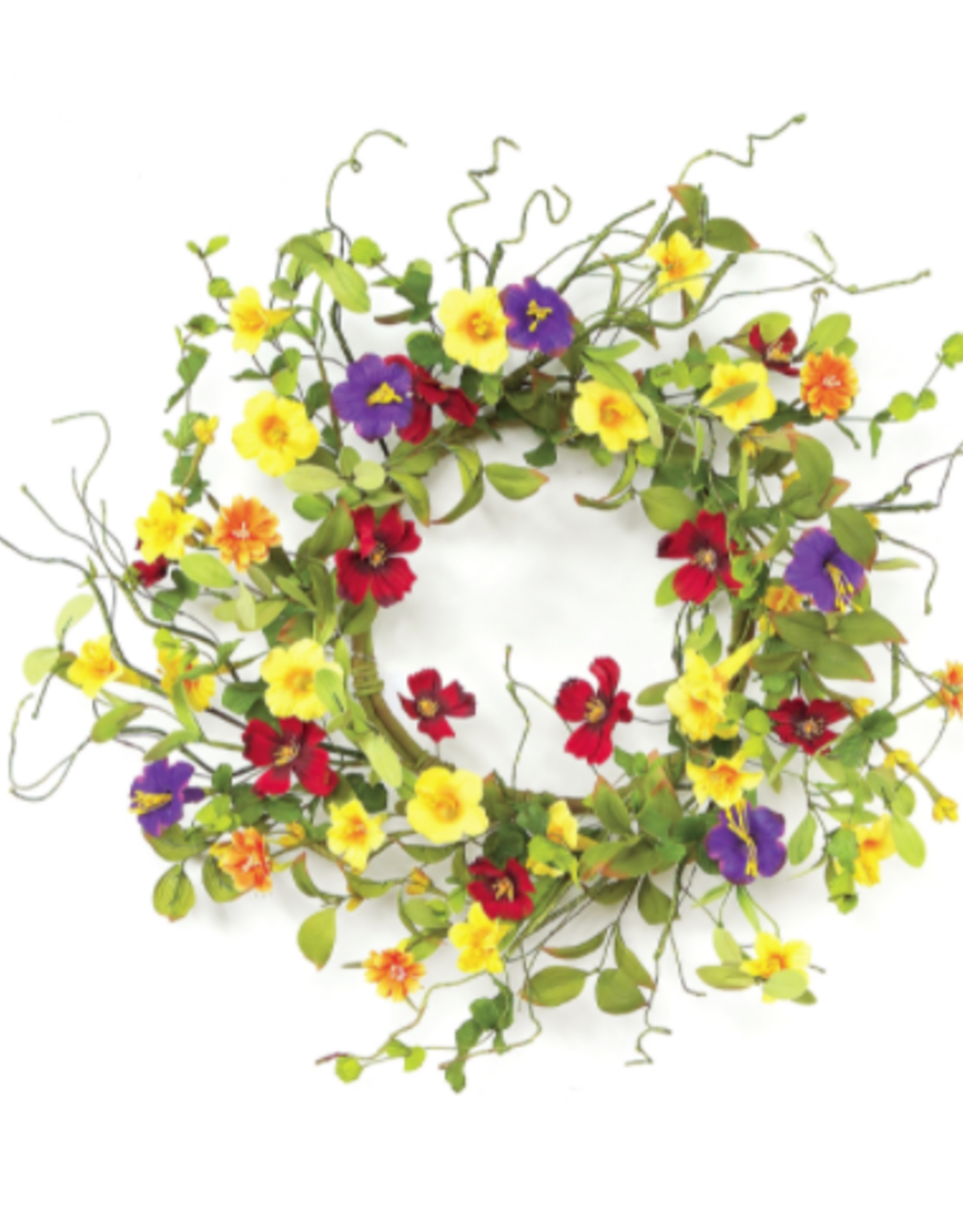 Melrose International Summer Garden Trumpet Wreath 20''D Fabric