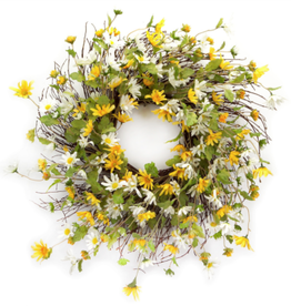 Melrose International Daisy Wreath 24"D Polyester