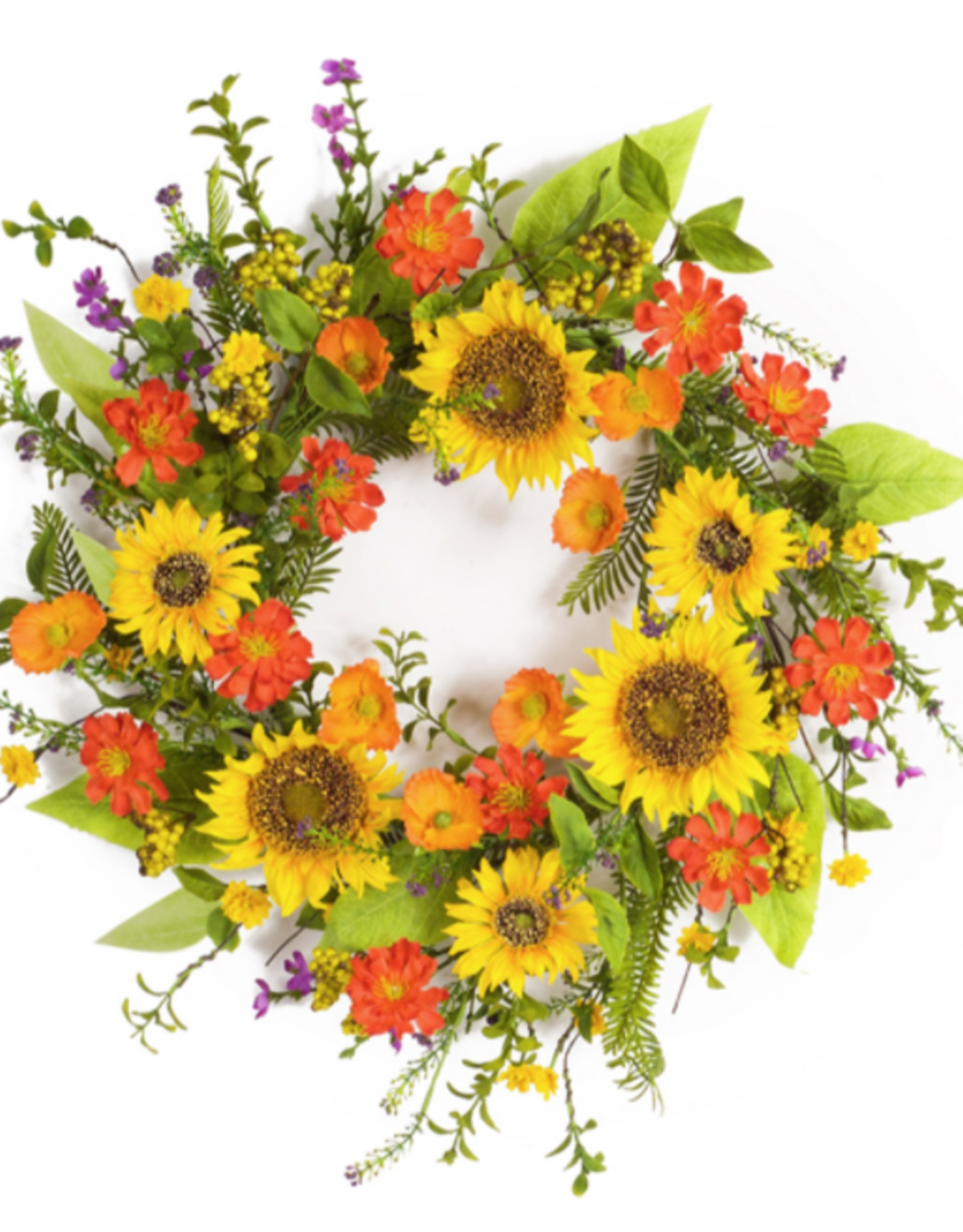 Melrose International Sunflower Wreath 22"D Polyester/Plastic
