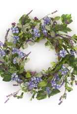 Melrose International Floral and Lavender Wreath 24.5"D Polyester