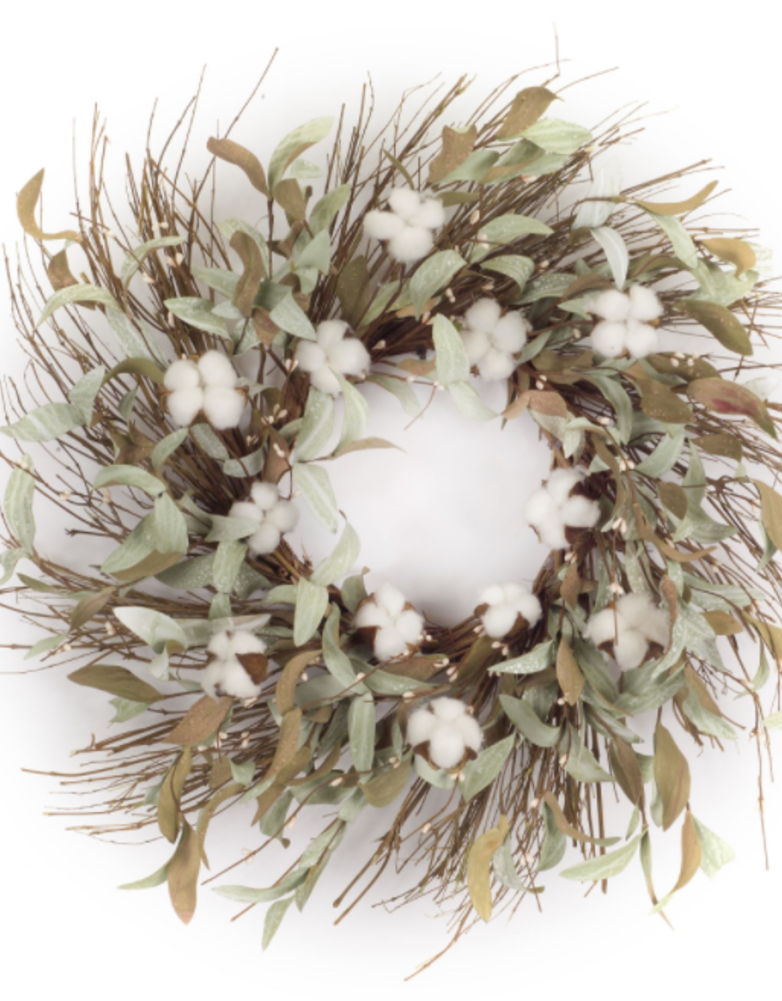 Melrose International Cotton/Leaf Wreath 28"D EVA