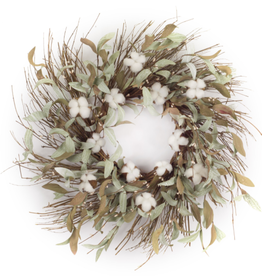 Melrose International Cotton/Leaf Wreath 28"D EVA