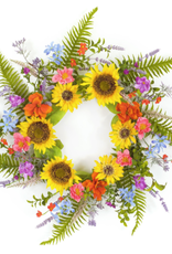 Melrose International Mixed Floral/Sunflower Wreath 25"D Polyester
