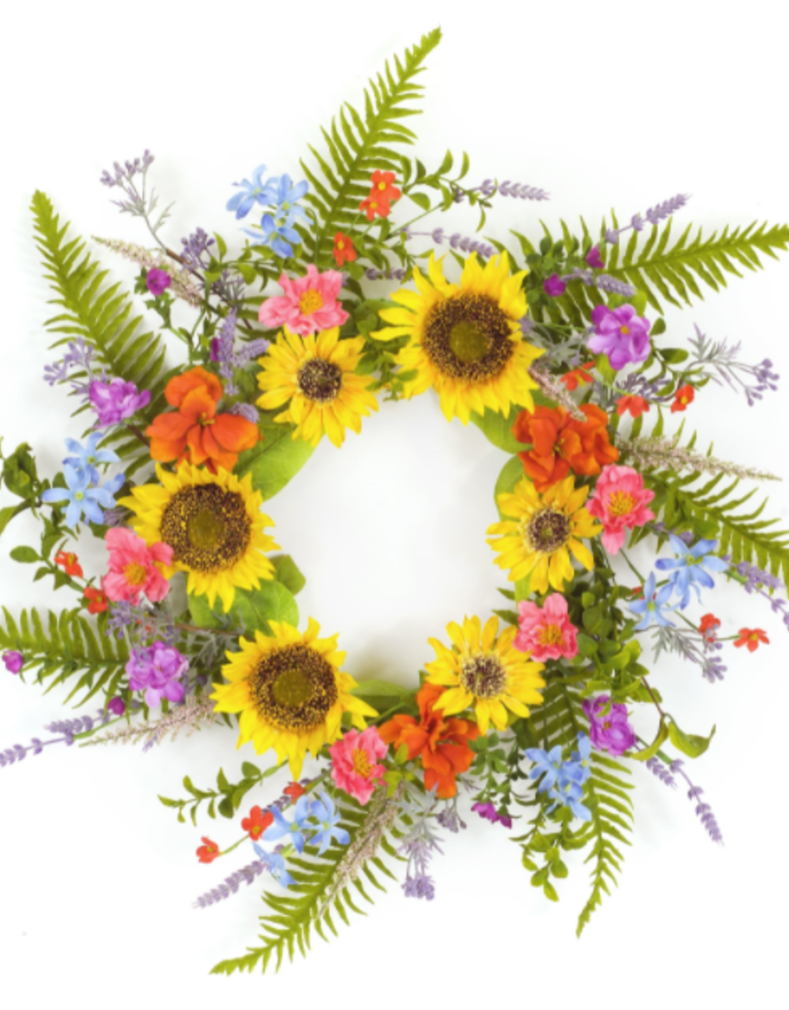 Melrose International Mixed Floral/Sunflower Wreath 25"D Polyester