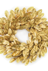 Melrose International Magnolia Leaf Wreath Gold 22"D Fabric