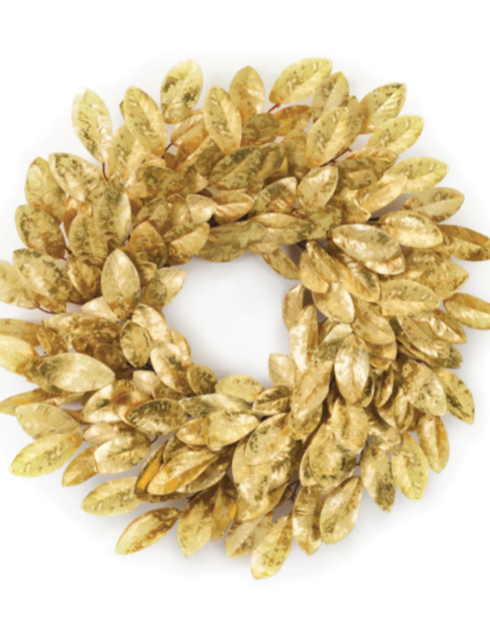 Melrose International Magnolia Leaf Wreath Gold 22"D Fabric