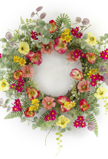 Melrose International Poppy Wreath 20"D Polyester/Plastic