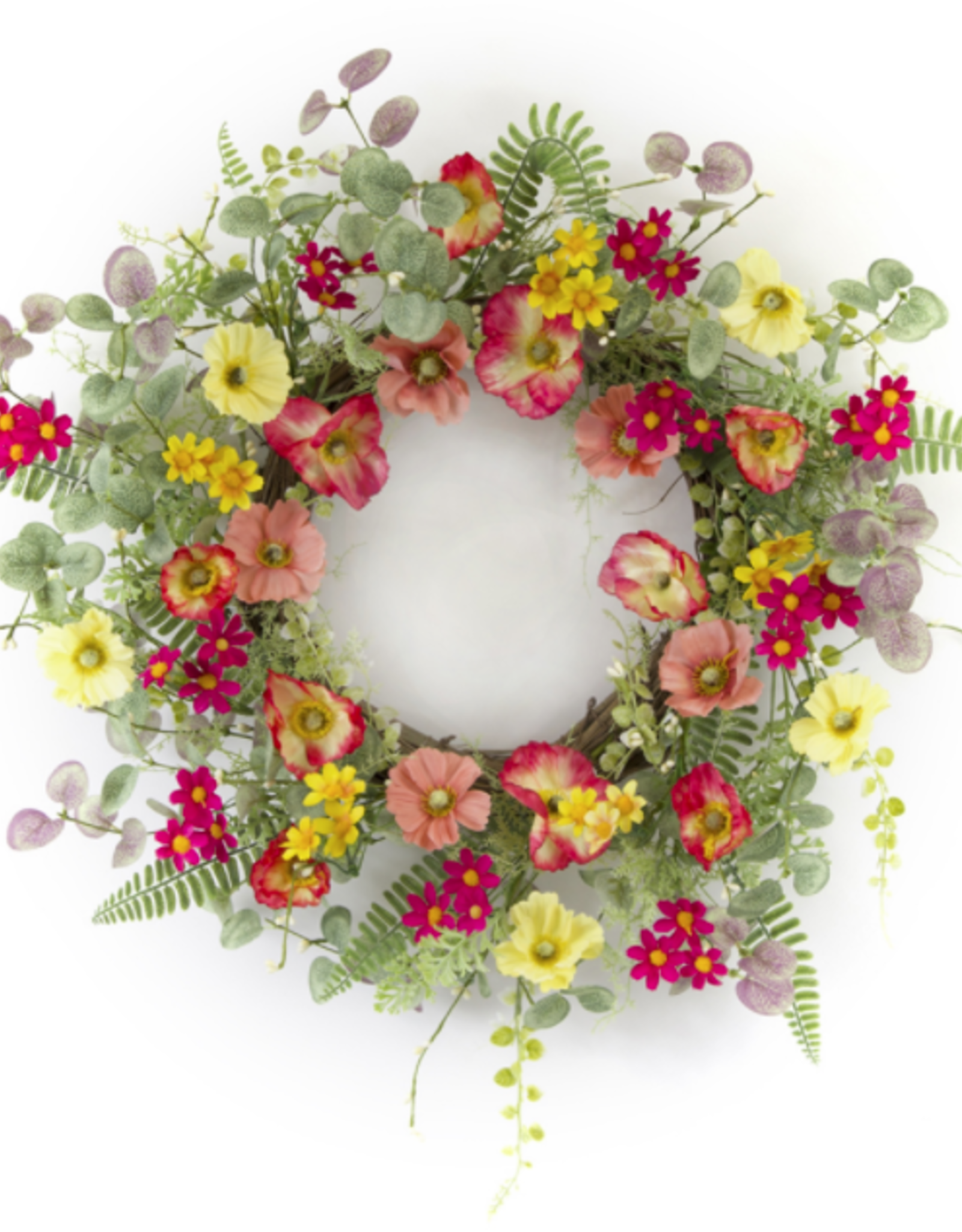 Melrose International Poppy Wreath 20"D Polyester/Plastic