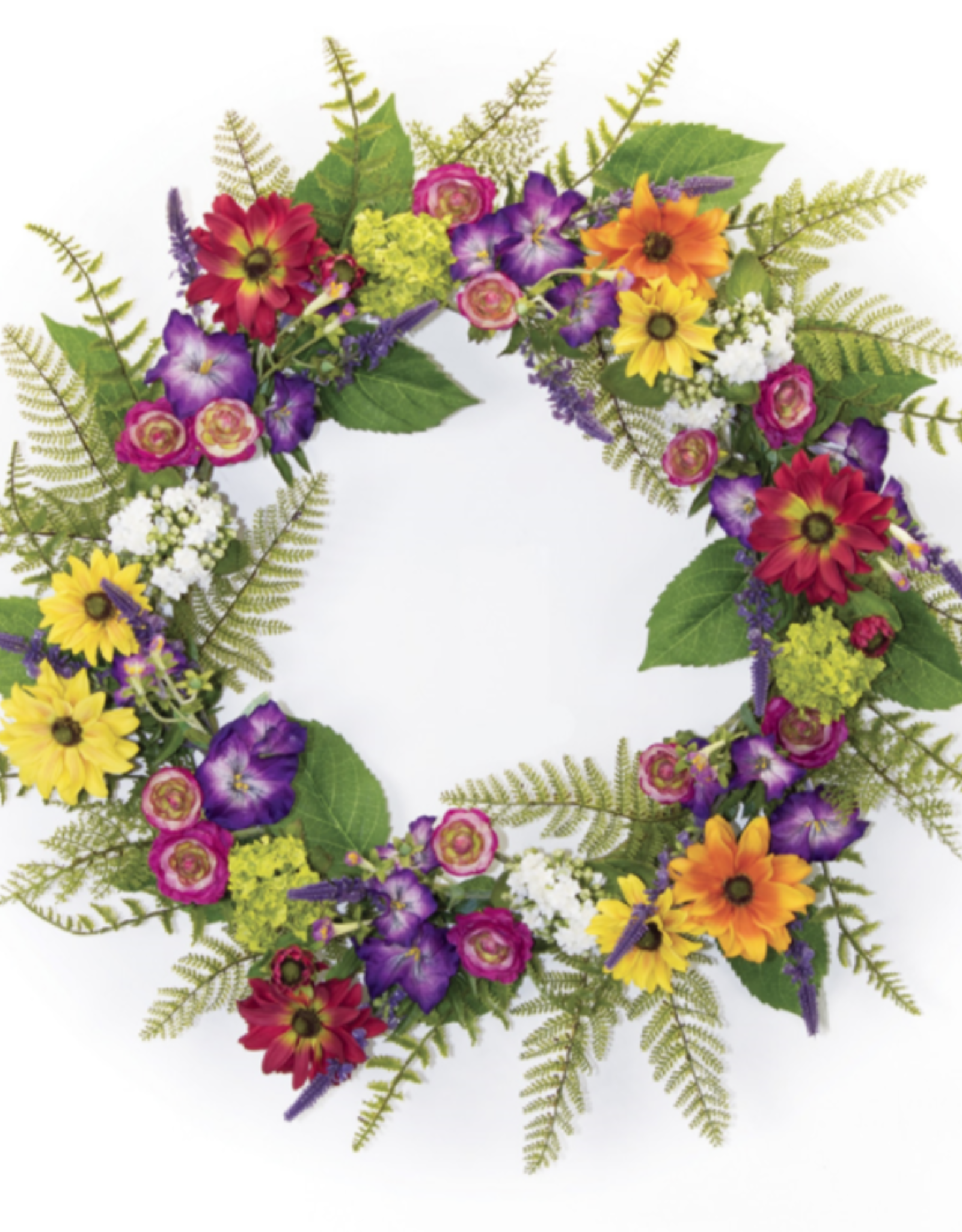 Melrose International Mixed Floral Wreath 29"D Polyester
