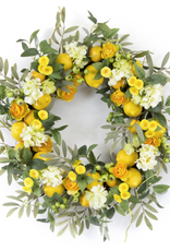 Melrose International Lemon/Floral Wreath 28"D Foam/Plastic