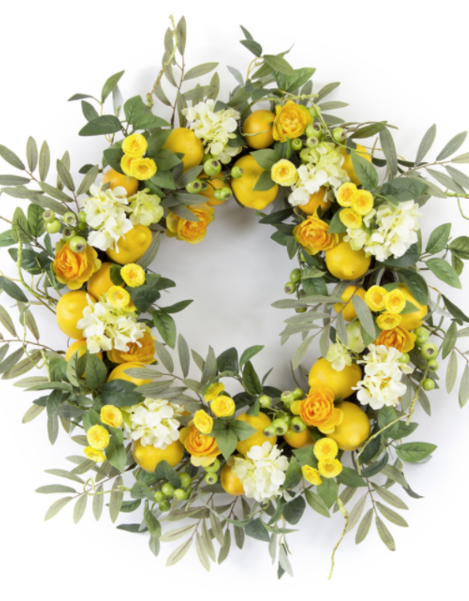 Melrose International Lemon/Floral Wreath 28"D Foam/Plastic