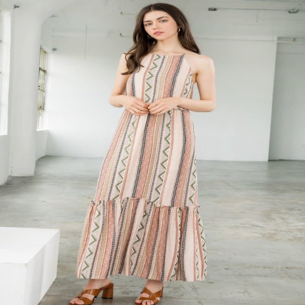 pink halter dress midi