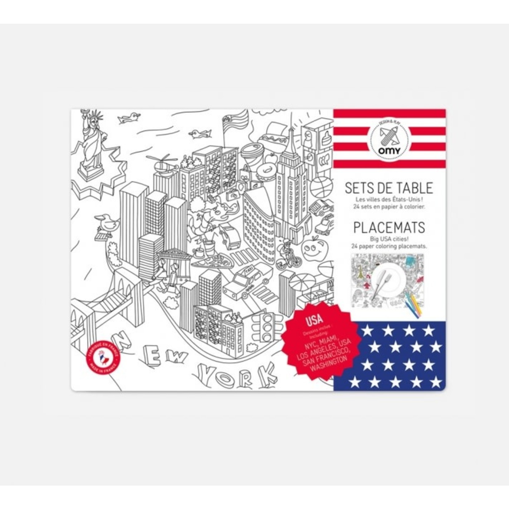 OMY OMY COLORING PLACEMATS- UNITED STATES