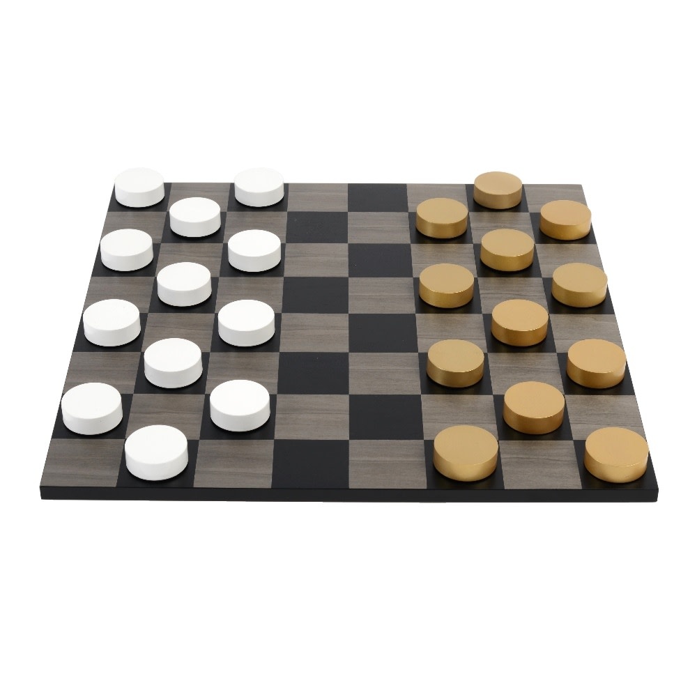 Purling London Bold Checkers Grey Stained Maple: Metallic Gold. v. Gloss White-1