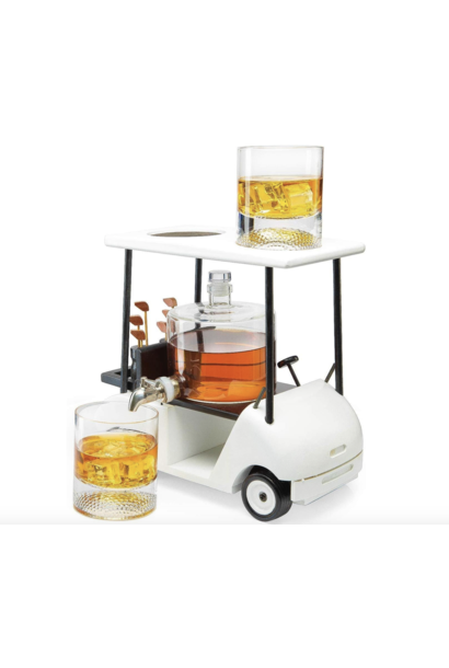 Wine Savant Golf Cart Whiskey Decanter w/2 Glasses