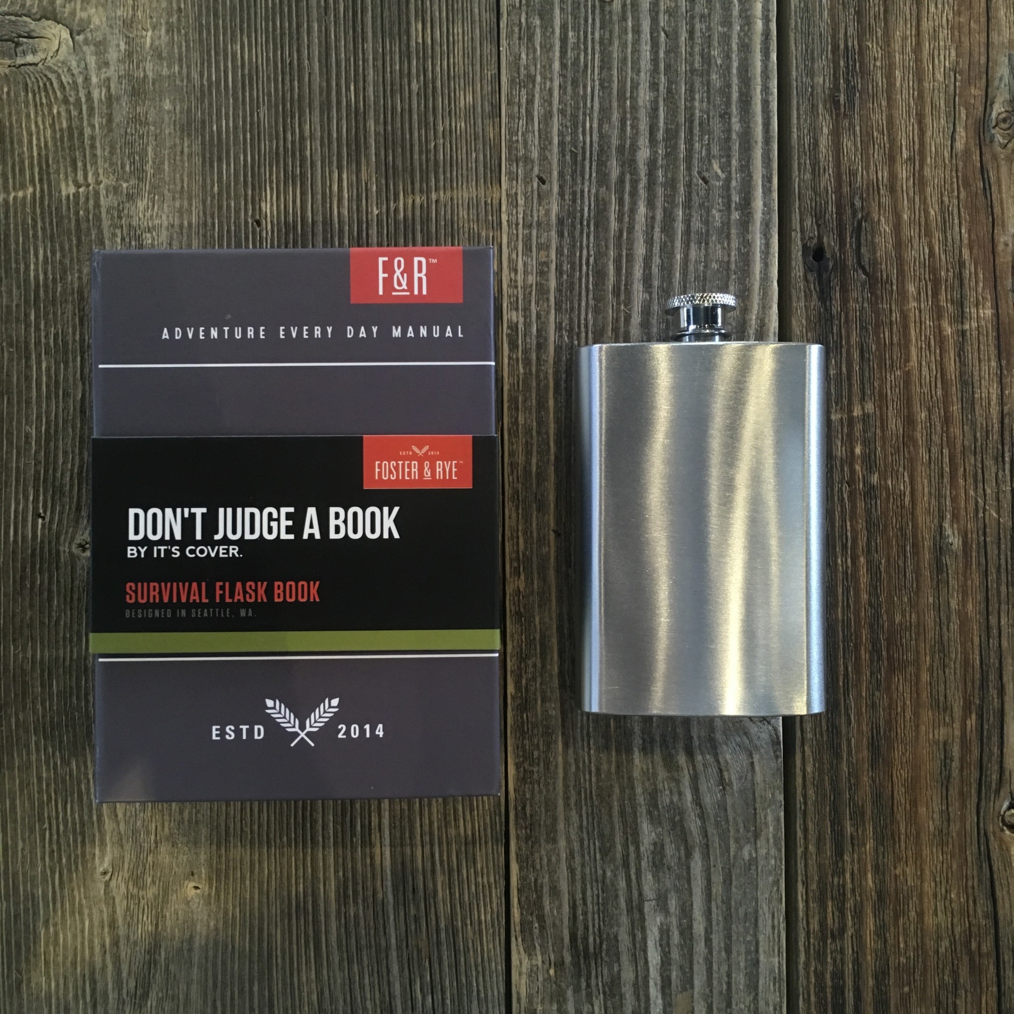 Foster & Rye Survival Book 5 oz Sneaky Flask-3