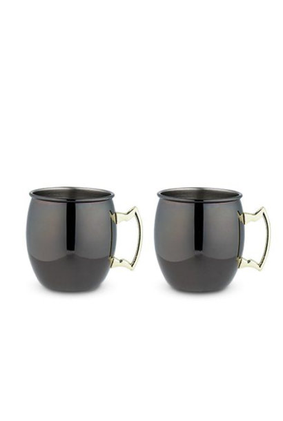 True Black Moscow Mule Mug Gold Handle set of 2