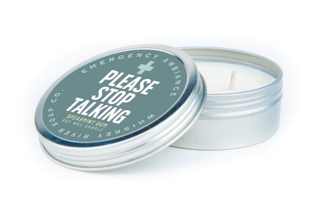 Whiskey River Soap Co.Tin Candle Please Stop Talking-1