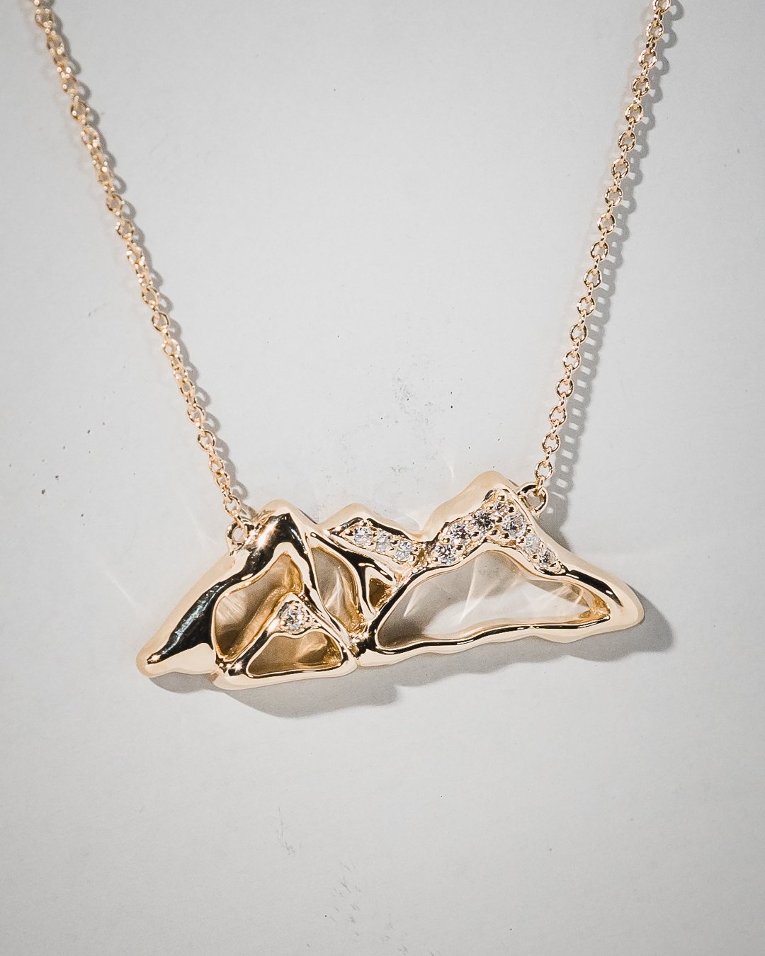 Custom Whistler Blackcomb Mountain Pendant 14k YG with Diamonds-1