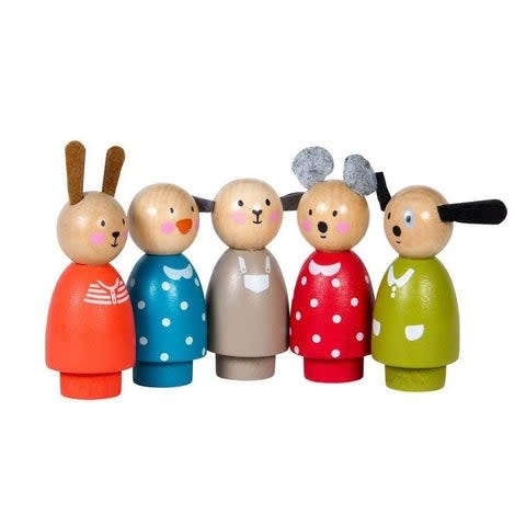 Moulin Roty Grande Famille Wood Characters Set Of 5-1