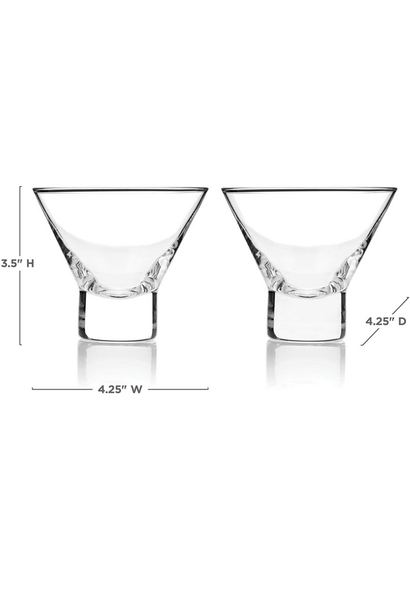 Viski Heavy Base Crystal Martini Glasses set of 2
