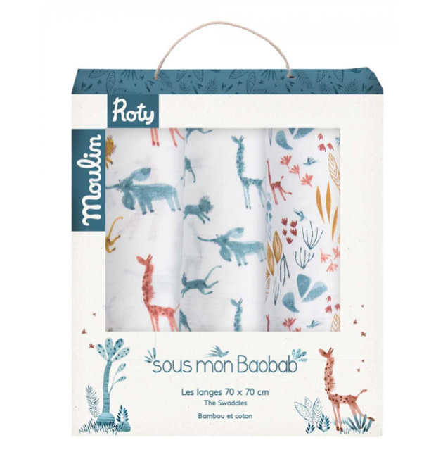 Moulin Roty Sous Mon Baobab Muslin Squares Set of 3-2
