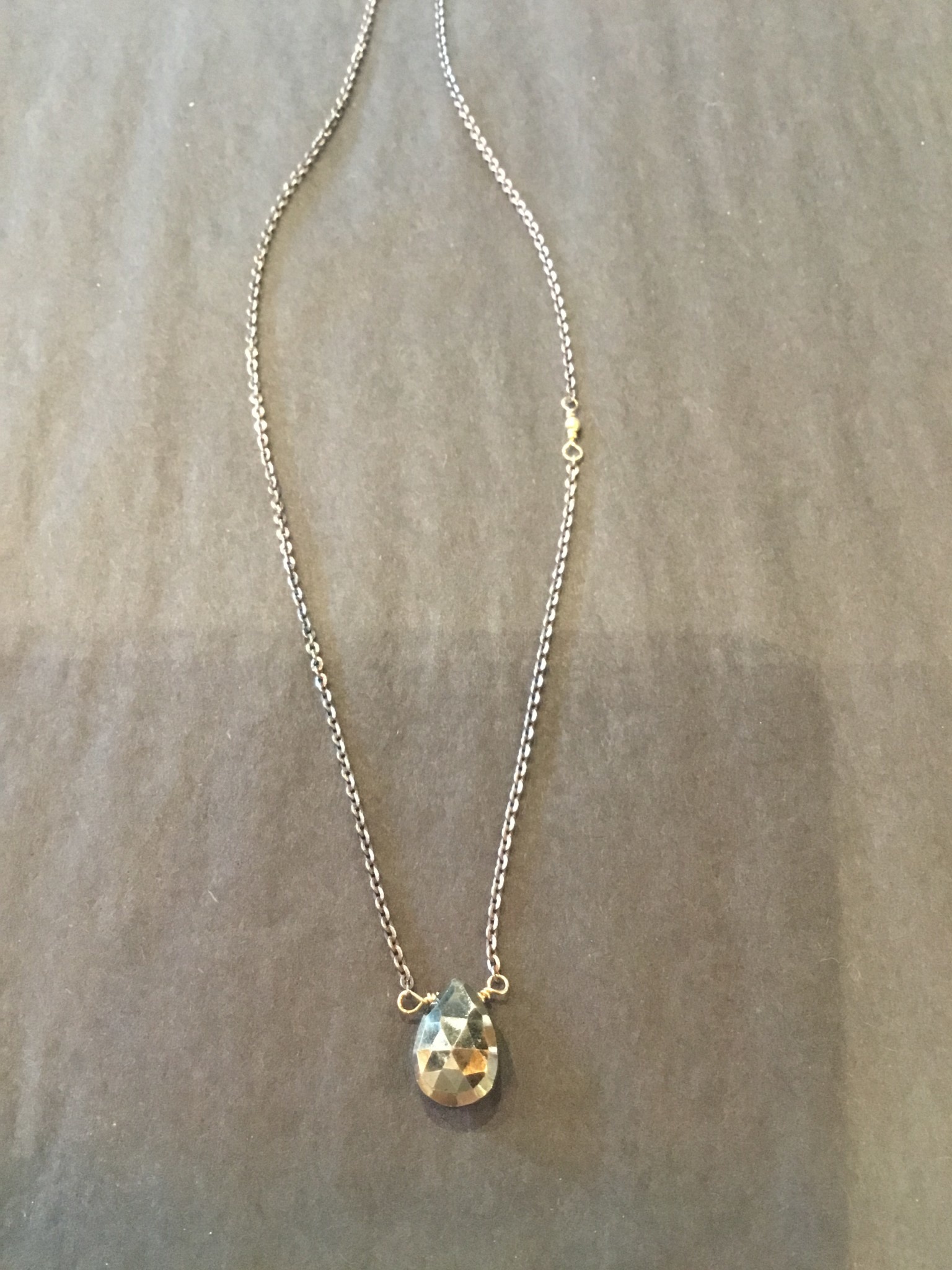 Original Hardware Gemstone Drop Necklace Pyrite-2