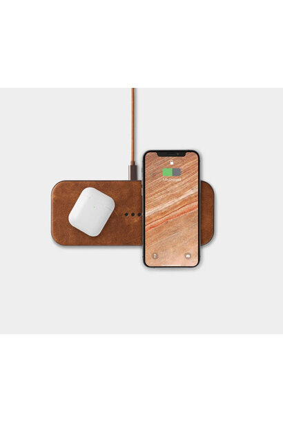Catch:2 Classiics Leather Wireless Charger-Dual/Saddle