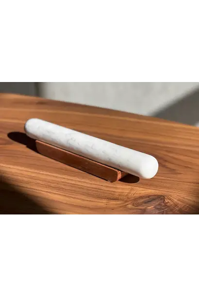 Verve White Marble Rolling Pin and Wood Base