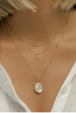 Leah Alexandra Leah Alexandra Cross Necklace - Gold CZ