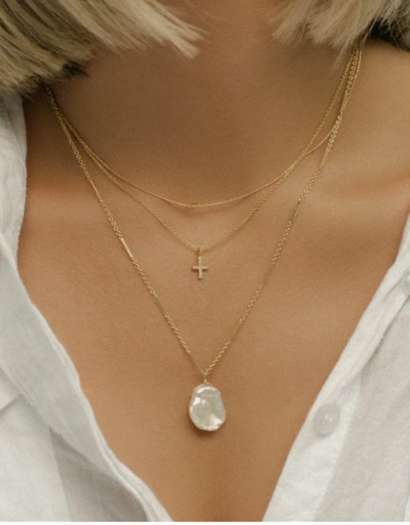 Leah Alexandra Leah Alexandra Cross Necklace - Gold CZ