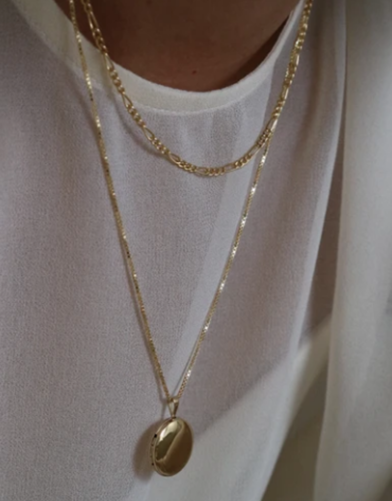Lisbeth Round Locket Necklace - Gold