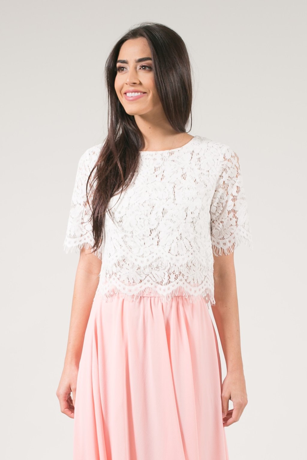 Jaylyn Layered Lace Top - White