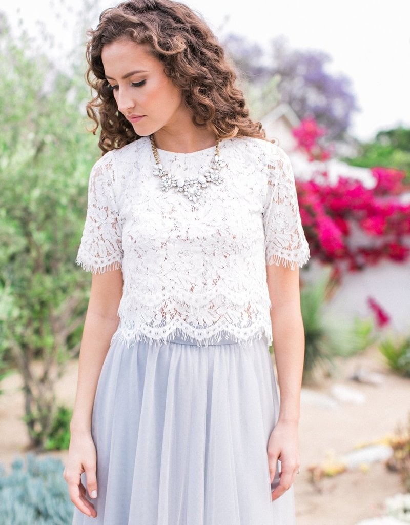 The Perfect Feminine White Lace Top - Lizzie in Lace