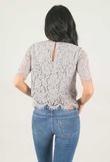 Space46 Jaylyn Layered Lace Top - Blue-Grey